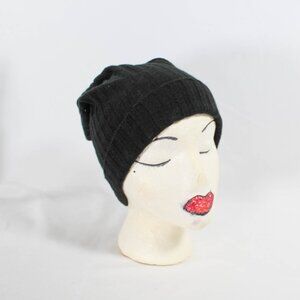 Black Ribbed Slouchy Beanie Hat - Used, Good Condition, OSFM